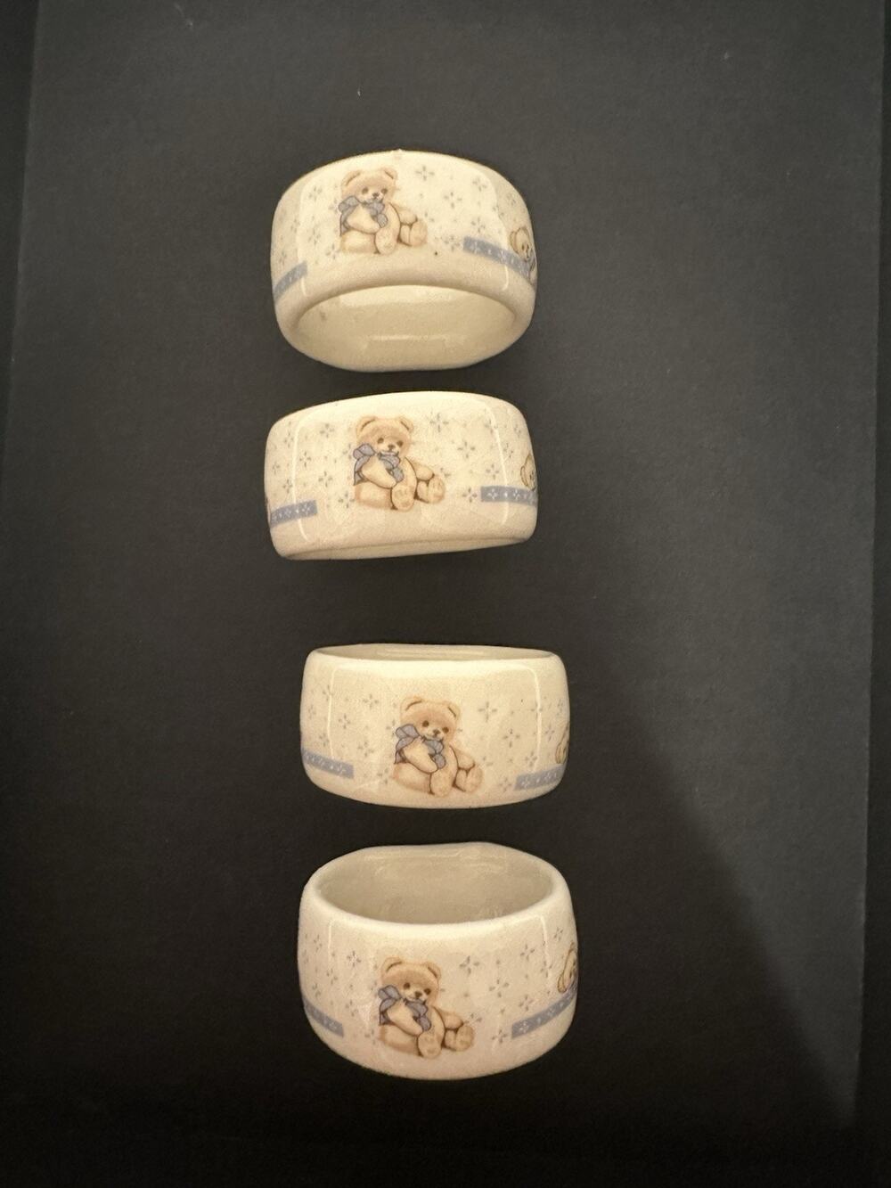 Set of 4 vintage napkin rings from the Tienshan Country Bear collection